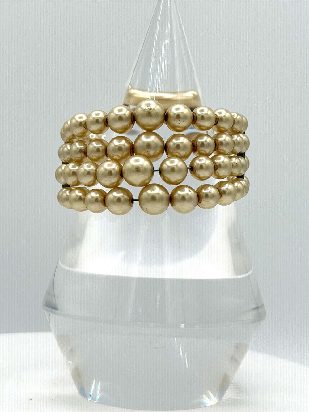 Gorgeous Vintage Wire Wrapped Faux Pearl Bracelet Wedding Jewelry Sophisticated